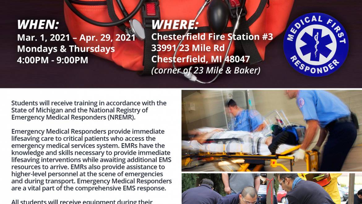 Medical First Responder Class - Mar. 1st thru Apr. 29th