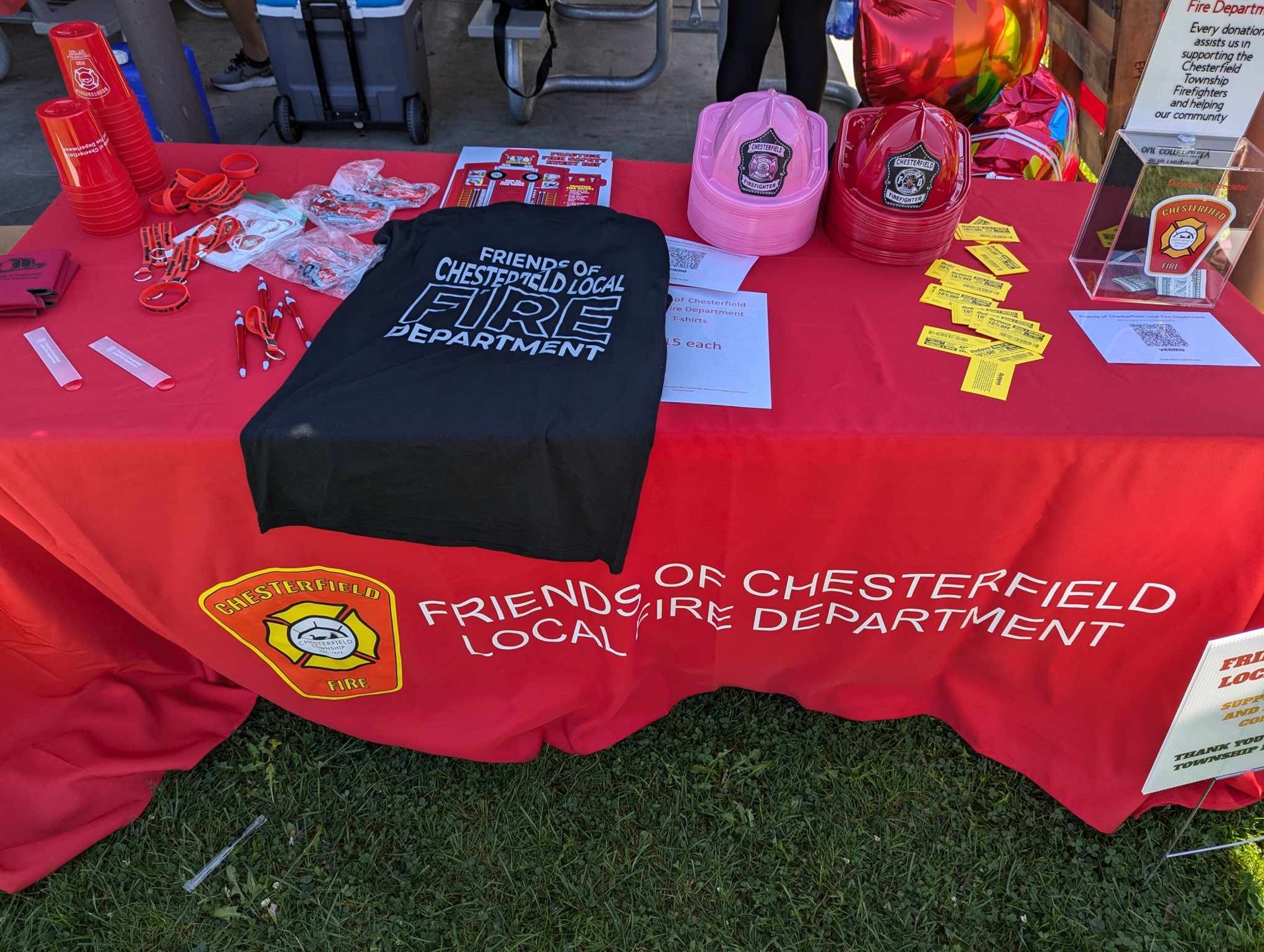 The Friends of Chesterfield Local Fire Department table at a community event
