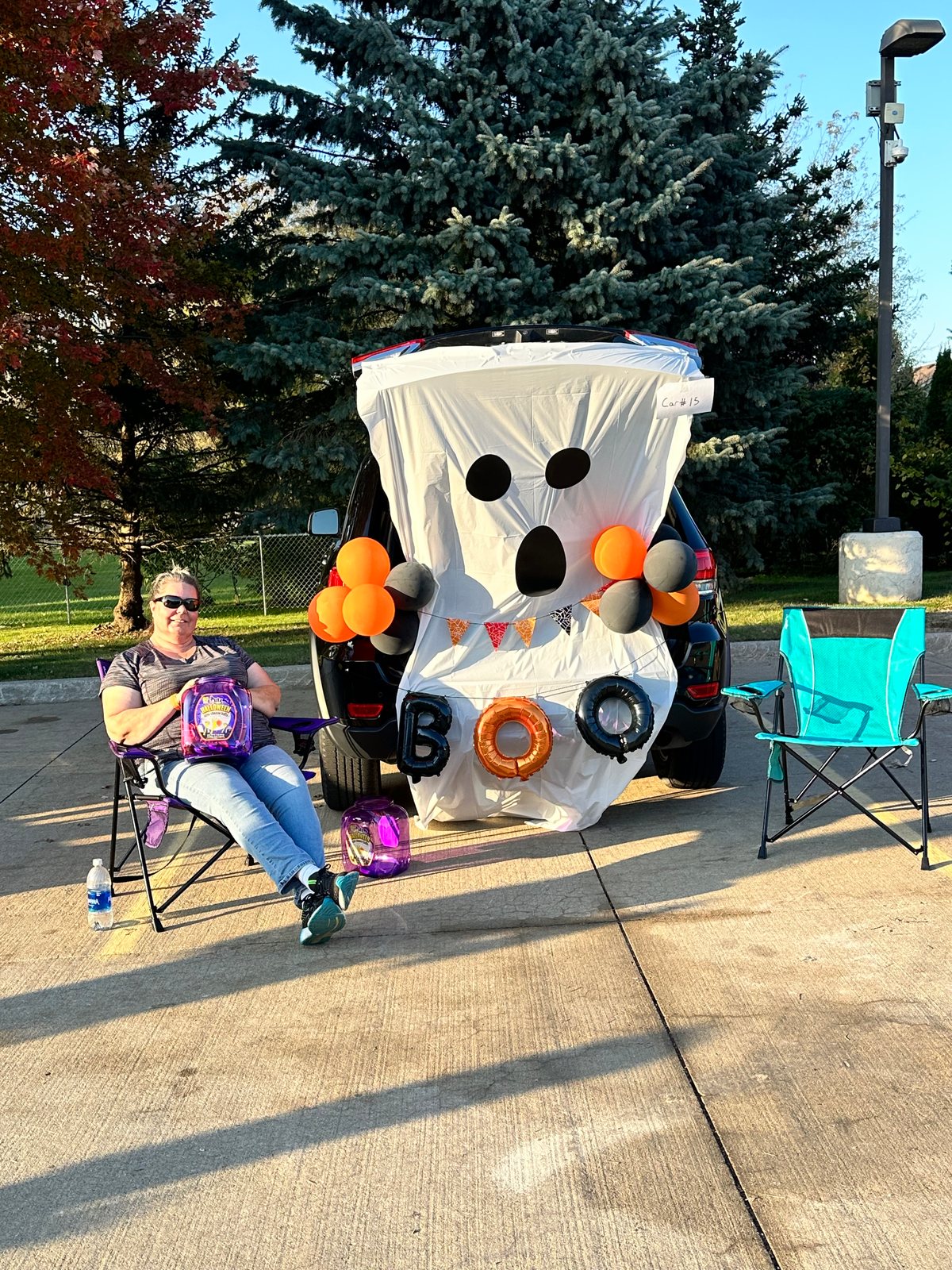 A ghost-themed trunk at the Friends Trunk or Treat