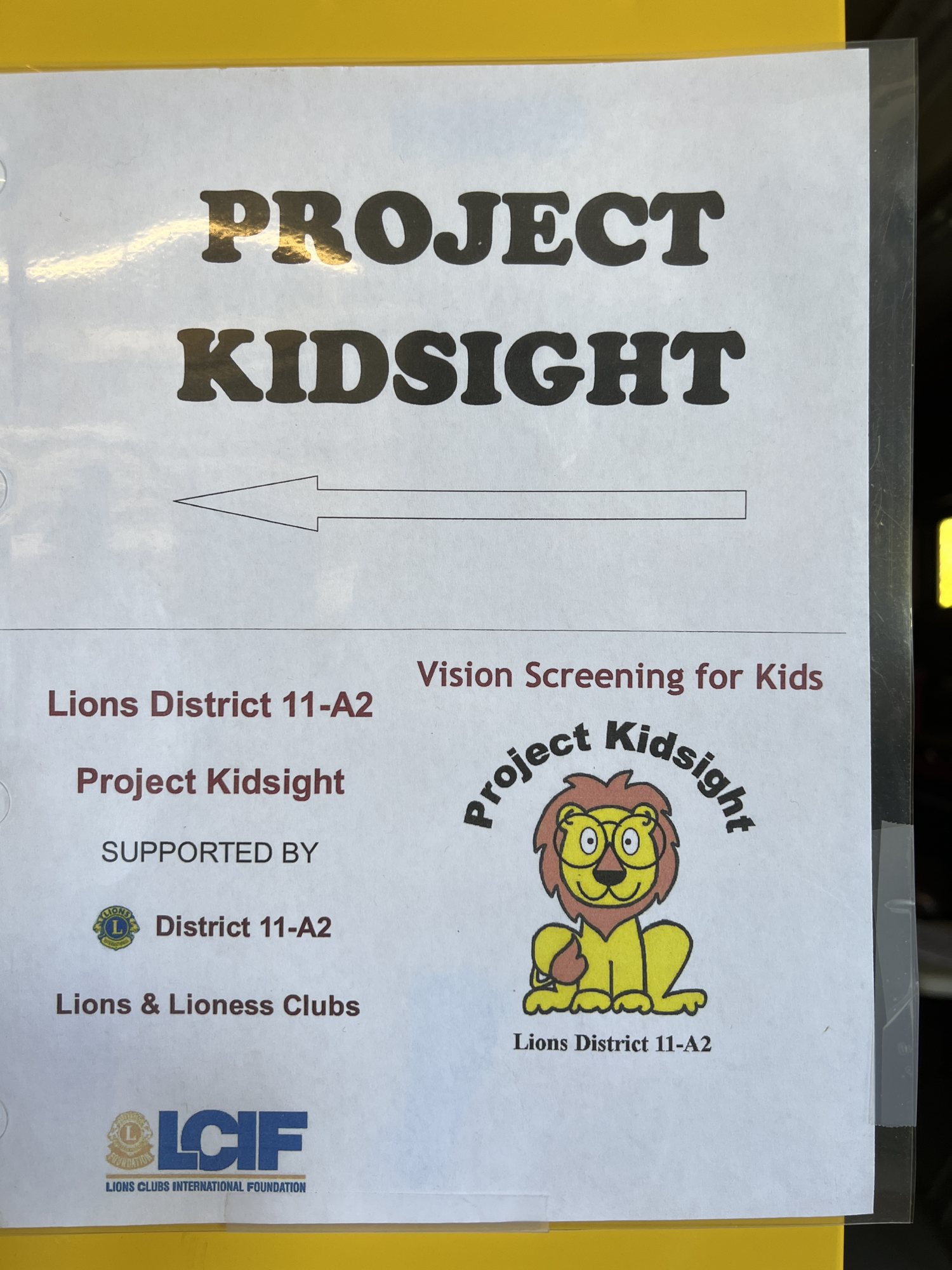 The Lions Club Project KidSight vision screening station
