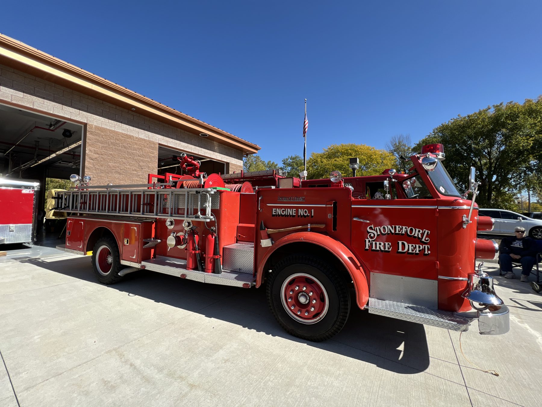 An antique American LaFrance fire engine on display at the Open House